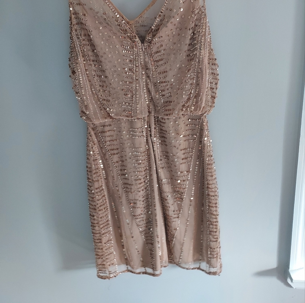 Sequence cocktail tan dress